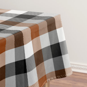 Toalha De Mesa Design de Gingham Preto-Castanho