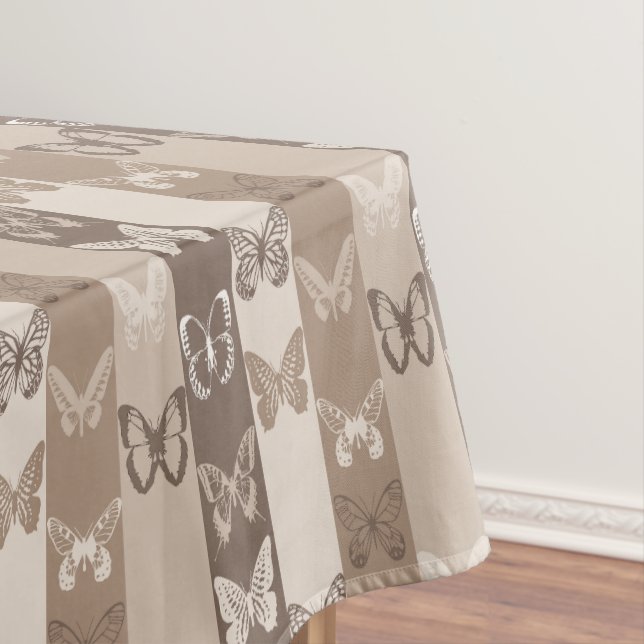 Toalha De Mesa Design de Listras de Borboleta Terra Neutra Tan  (Posição Original)