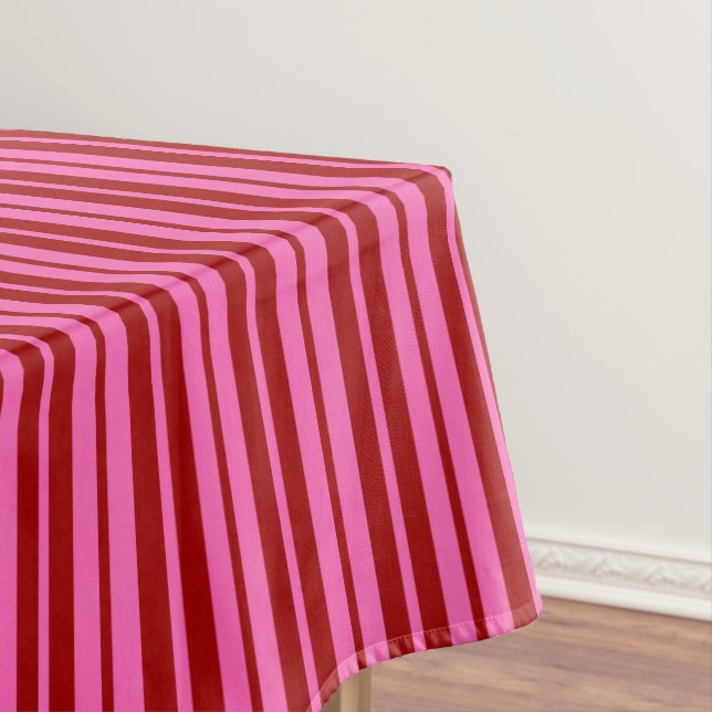 Toalha De Mesa Design de Listras Rosa Vermelho Marinho (Posição Original)
