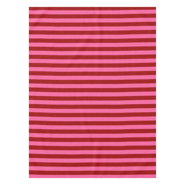 Toalha De Mesa Design de Listras Rosa Vermelho Marinho  (Frente)