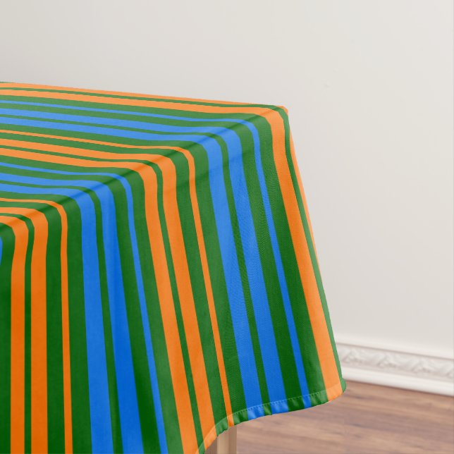 Toalha De Mesa Design de Listras Verticais Laranja Verde Azul   (Posição Original)