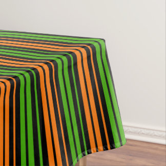 Toalha De Mesa Design de Listras Verticais Laranja Verde Preto