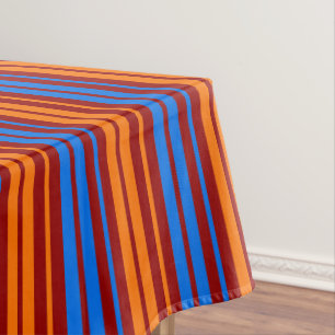 Toalha De Mesa Design de Listras Verticais Laranja Vermelho Azul