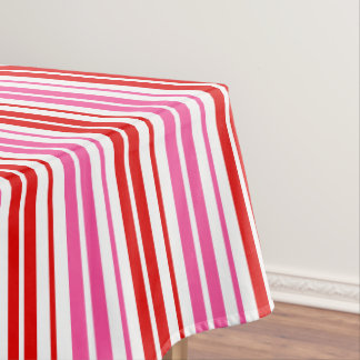 Toalha De Mesa Design de Listras Verticais Rosa Branco Vermelho