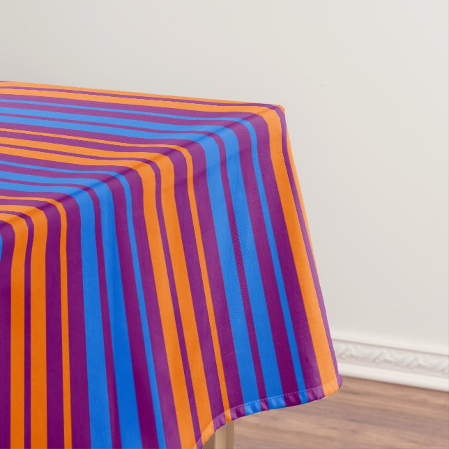 Toalha De Mesa Design de Listras Verticais Roxo Laranja Azul   (Posição Original)