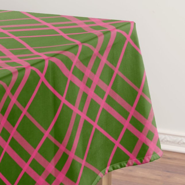 Toalha De Mesa Design de Listras Xadrez Rosa sobre Verde (Criador carregado)