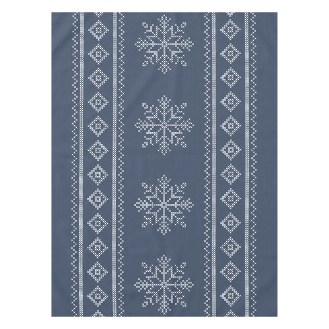 Toalha De Mesa Design de natal com floco de neve azul (Frente)