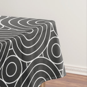 Toalha De Mesa Design de padrão abstrato preto e branco moderno