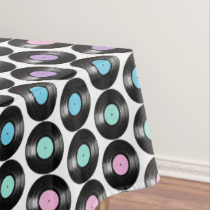 Toalha De Mesa Design de Padrão Colorido de Discos de Vinil Retrô