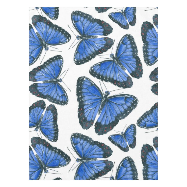 Toalha De Mesa Design de padrão de borboleta morfo azul (Frente)