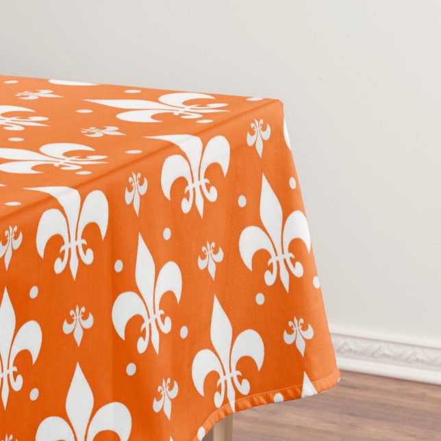 Toalha De Mesa Design de Padrão de Fleur-de-lis de Fundo Laranja (Criador carregado)