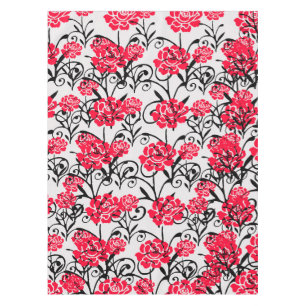 Toalha De Mesa Design de Padrão de Ilustração Floral da rosa verm