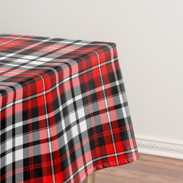 Toalha De Mesa Design de padrão xadrez tartã vermelho preto e bra (Criador carregado)