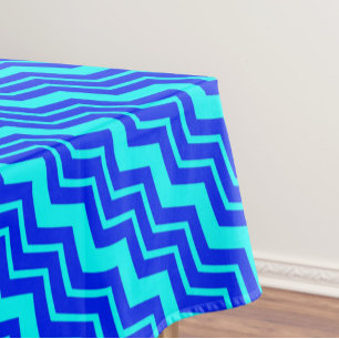 Toalha De Mesa Design de Padrão Zig Zag Chevron Azul