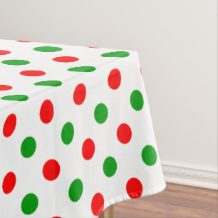 Toalha De Mesa Design de Pontos Brancos Vermelhos e Verdes