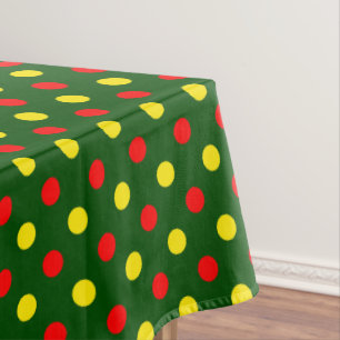 Toalha De Mesa Design de Pontos Polka Amarelos e Vermelhos em Ver