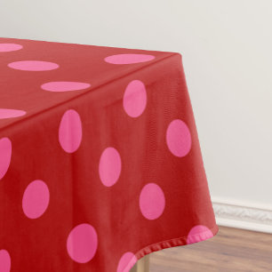 Toalha De Mesa Design de Pontos Polka Vermelho Cereja Rosa