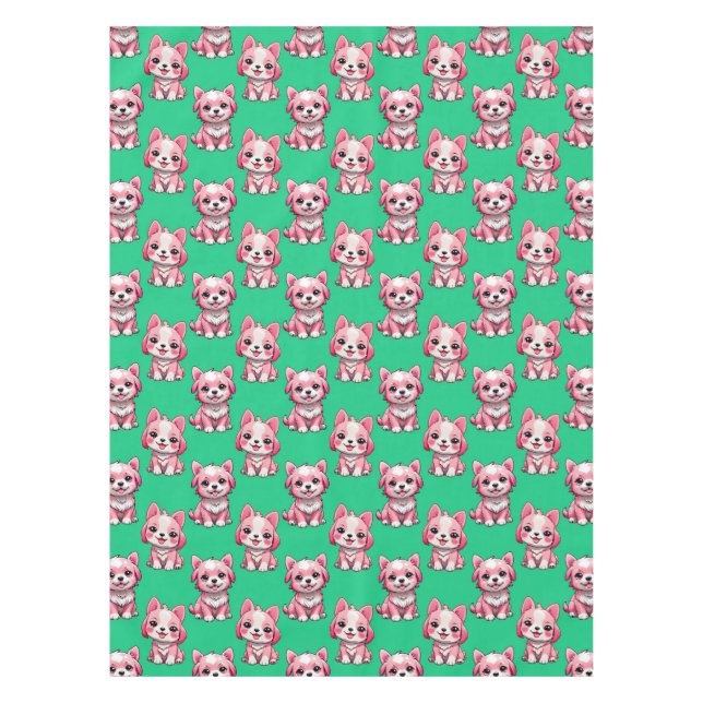 Toalha De Mesa Design de Puppy Dog Patterno - Verde (Frente)