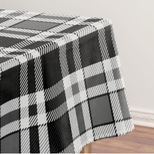 Toalha De Mesa Design de Tartan Xadrez Flannel Branco preto