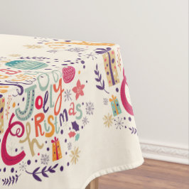 Toalha De Mesa Design de texto de Natal Colorida Holly Jolly