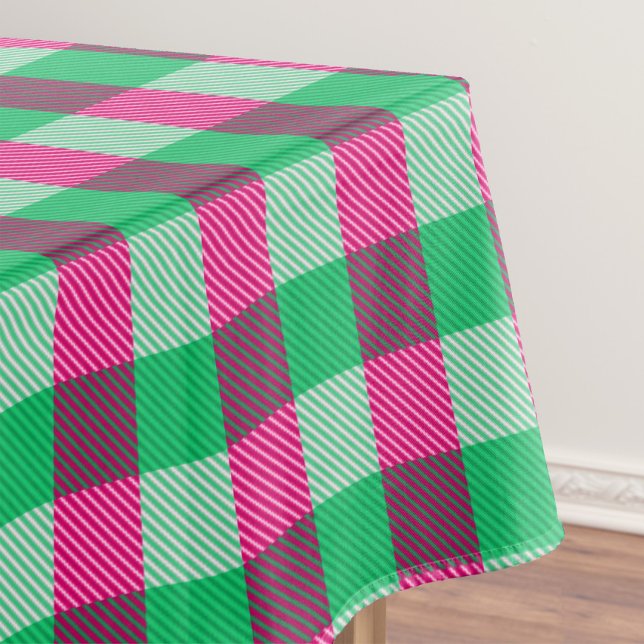 Toalha De Mesa Design de Verificação de Gingham Verde Rosa (Criador carregado)