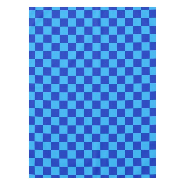 Toalha De Mesa Design de Xadrez Azul Claro e Escuro (Frente)