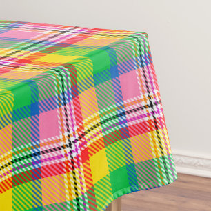 Toalha De Mesa Design de Xadrez de Tartan Amarelo verde-rosa