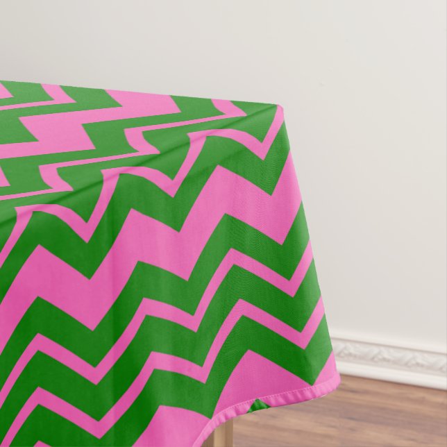 Toalha De Mesa Design de Ziguezague Chevron Verde Rosa  (Posição Original)