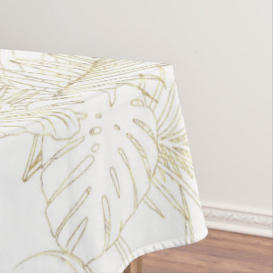 Toalha De Mesa Design dourado dos cursos das folhas tropicais