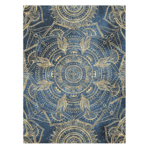 Toalha De Mesa Design elegante Dourado de Mandala Azul