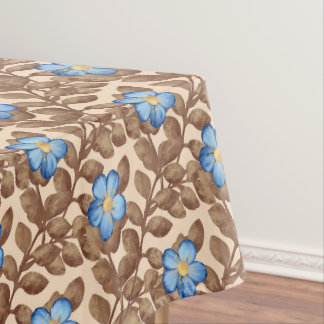 Toalha De Mesa Design Floral Azul e Bege Elegante