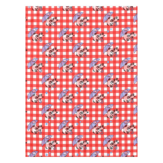 Toalha De Mesa Design Fofo de Xadrez Vermelho Gingham (Frente)