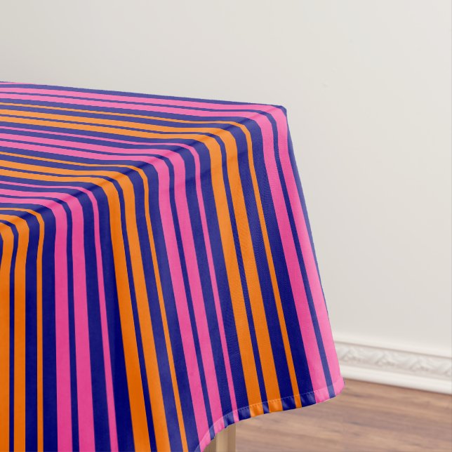 Toalha De Mesa Design Listras Verticais Laranja Azul Rosa   (Posição Original)