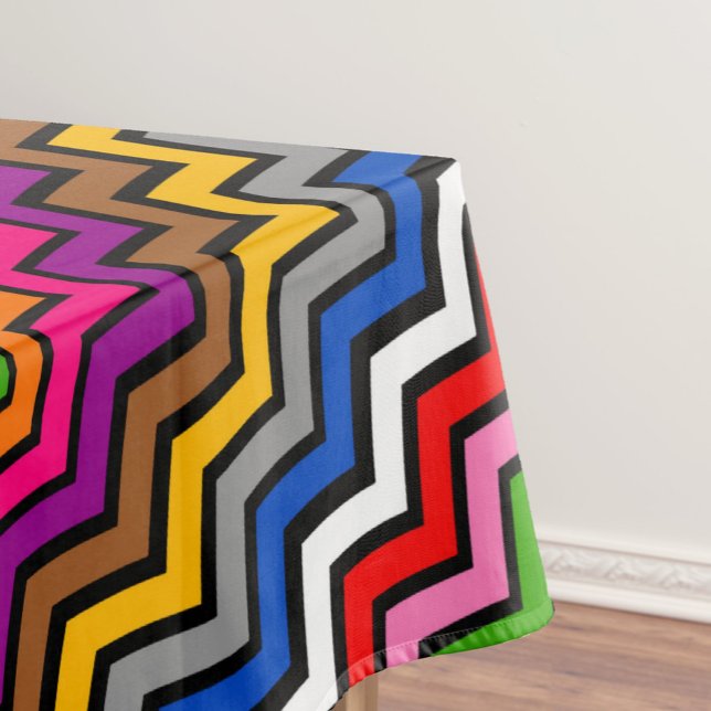 Toalha De Mesa Design Preto Zigzag Multicolorido (Criador carregado)