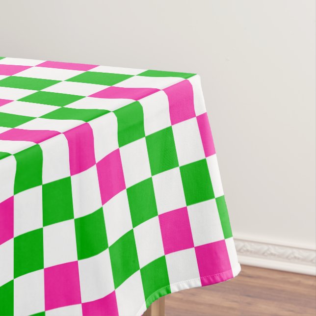 Toalha De Mesa Design Xadrez Rosa Branco Verde  (Posição Original)