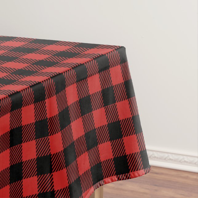 Toalha De Mesa Design Xadrez Vermelho e Preto (Posição Original)