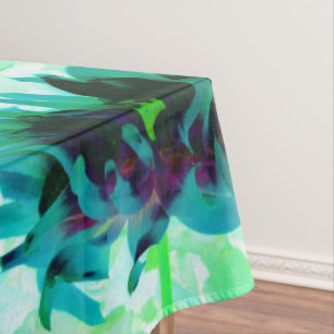 Toalha De Mesa Deslumbrante Dália Cacto Teal e Preto