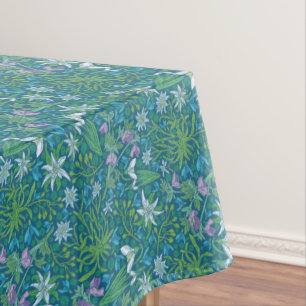 Toalha De Mesa Dia de as mães primavera Garden Azul Púrpura Branc