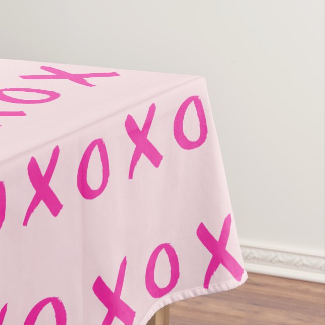 Toalha De Mesa Dia de os namorados rosa XOXO (Posição Original)