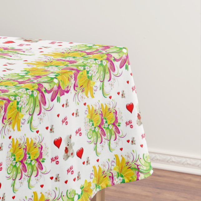 Toalha De Mesa Dia de os namorados Tablecloth Urso de Teddy (Posição Original)