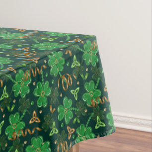Toalha De Mesa Dia de São Patrício Dourado Trefoil Fita Sortudo