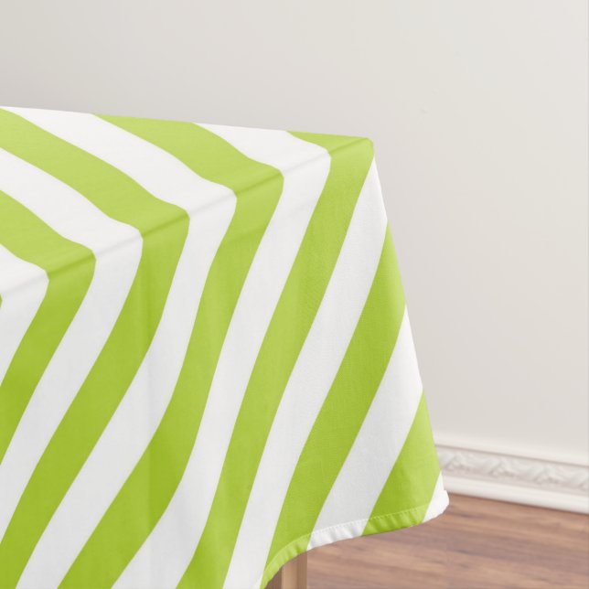 Toalha De Mesa Diagonal lime green and white stripes pattern (Posição Original)