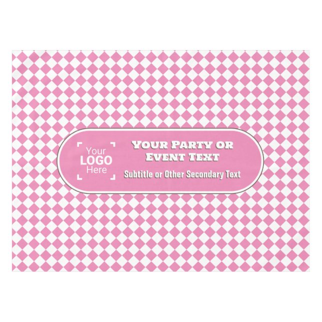 Toalha De Mesa Diamante rosa / Branco DIY Texto central e Parte d (Frente (Horizontal))