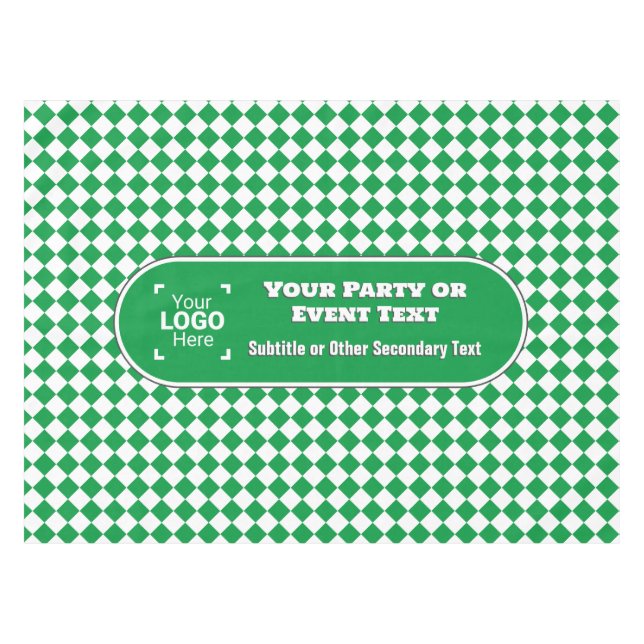 Toalha De Mesa Diamante Verde e Branco - Texto e evento personali (Frente (Horizontal))