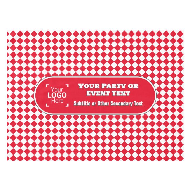 Toalha De Mesa Diamante Vermelho e Branco - Eventos Comerciais de (Frente (Horizontal))