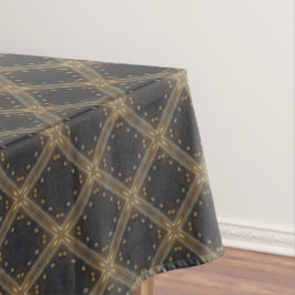 Toalha De Mesa Diamantes de Cinza Escuro com Gráfico Dourado e Pa