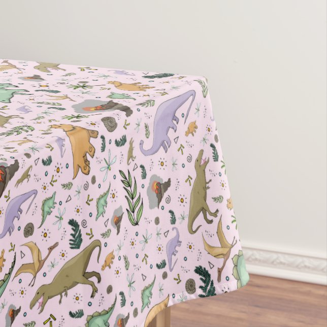 Toalha De Mesa Dinossauros a rosa (Posição Original)