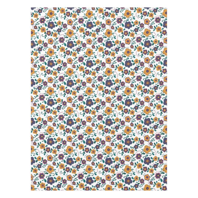 Toalha De Mesa Ditzy Folk Art Retro Daisy, de 70 anos, em Jewel T (Frente)