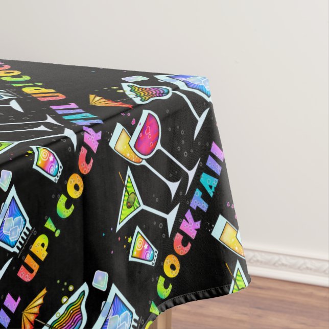 TOALHA DE MESA DO COCKTAIL VIDROS DE COCKTAIL ACIMA - (Posição Original)