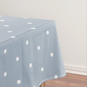 Toalha De Mesa Doce Azul Branca Bolinhas Vintage